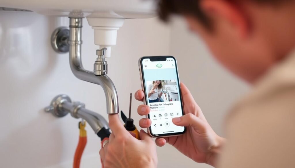 Person doing simple home repair as a frugal hack Person doing simple home repair as a frugal hack