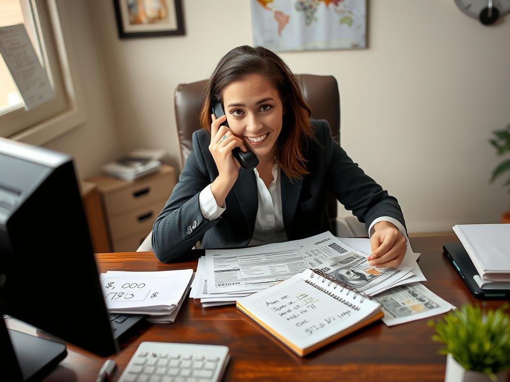 Person negotiating bills on phone as a frugal hack Person negotiating bills on phone as a frugal hack
